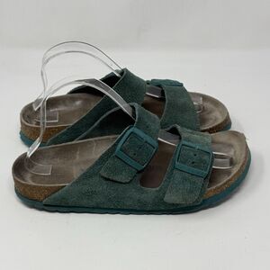 Birkenstock Arizona Sandals Womens 8 EU 39 Narrow Teal Green Suede 2 Strap